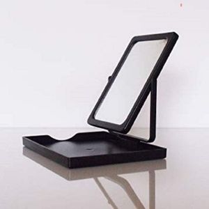 2-PC Mary Kay Black Foldable Travel Mirror with Stand & Vinyl Zippered Bag Case